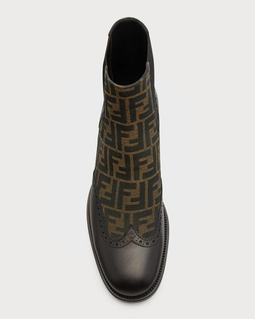 商品Fendi|Men's Stivaletto Leather & Textile Monogram Chelsea Boots,价格¥9189,第4张图片详细描述