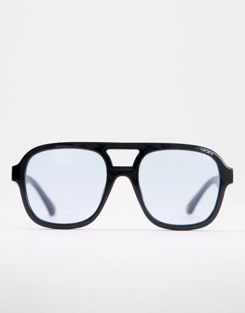 商品ASOS|ASOS DESIGN frame aviator sunglasses with blue lens in black   - BLACK,价格¥48,第2张图片详细描述