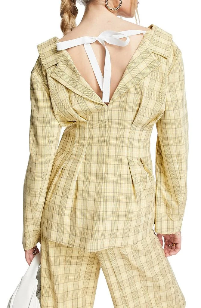 商品Topshop|Plaid Tie Back Blazer,价格¥375,第2张图片详细描述