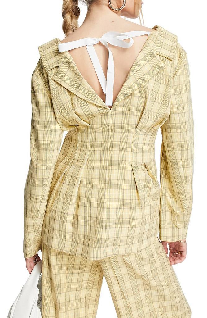 商品Topshop|Plaid Tie Back Blazer,价格¥278,第4张图片详细描述
