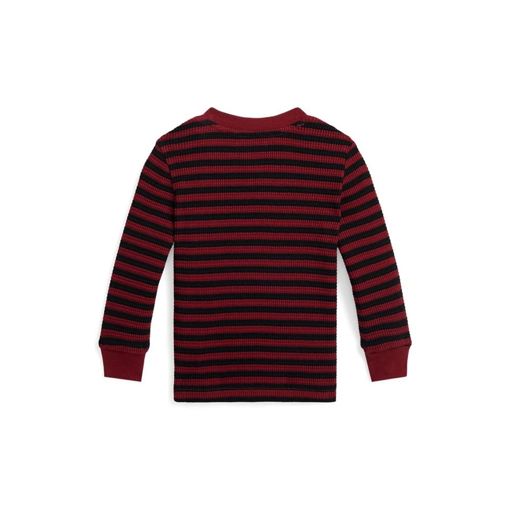 商品Ralph Lauren|Baby Boys Striped Waffle Cotton Long Sleeve T Shirt,价格¥106,第2张图片详细描述