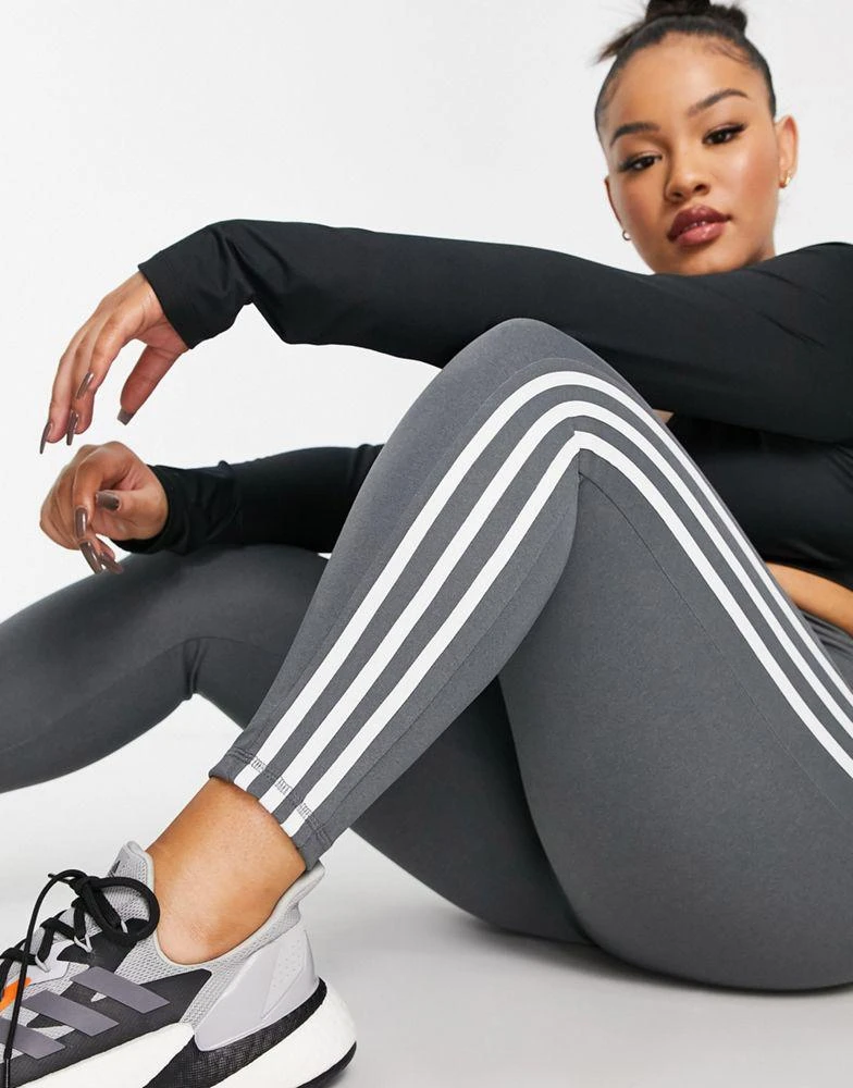商品Adidas|adidas Training Plus Essential 3 Stripe 7/8 leggings in grey,价格¥197,第3张图片详细描述