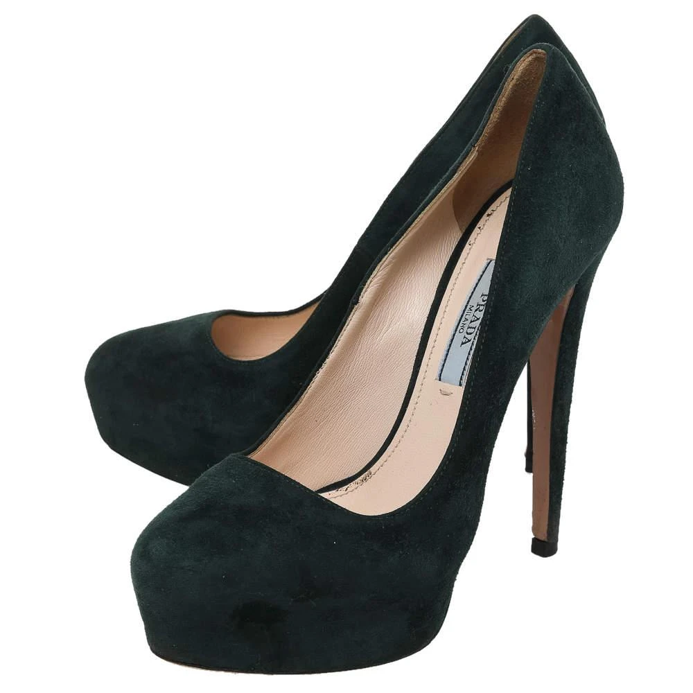 商品[二手商品] Prada|Prada Green Suede Platform Pumps Size 36,价格¥852,第4张图片详细描述