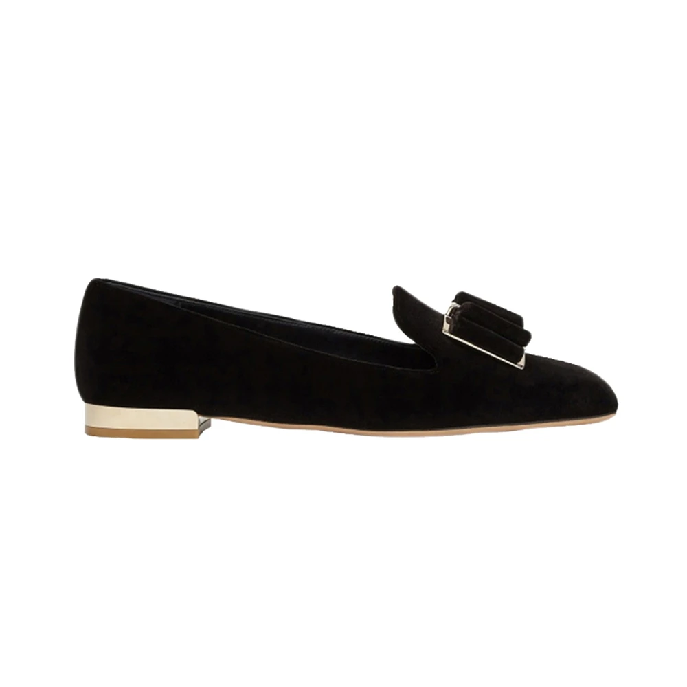 商品Salvatore Ferragamo|SALVATORE FERRAGAMO 女士黑色平底船鞋 01-R506-733784,价格¥3251,第1张图片