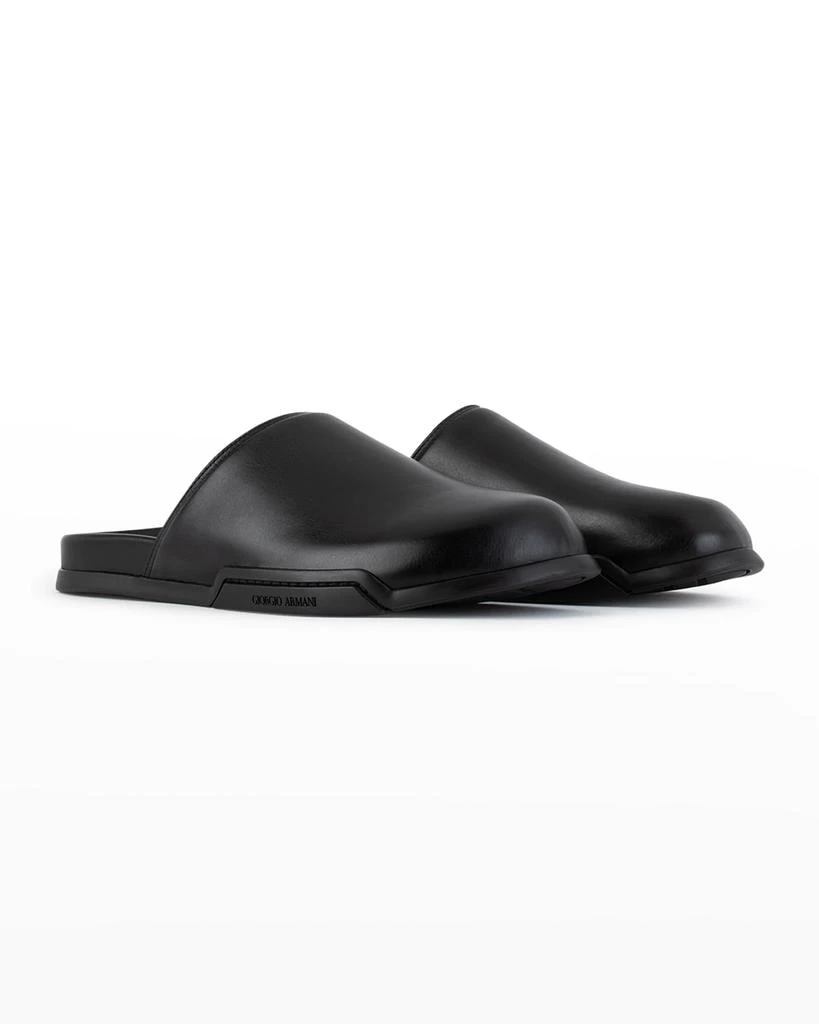 商品Giorgio Armani|Men's Tonal Leather Mule Slides,价格¥5380,第2张图片详细描述