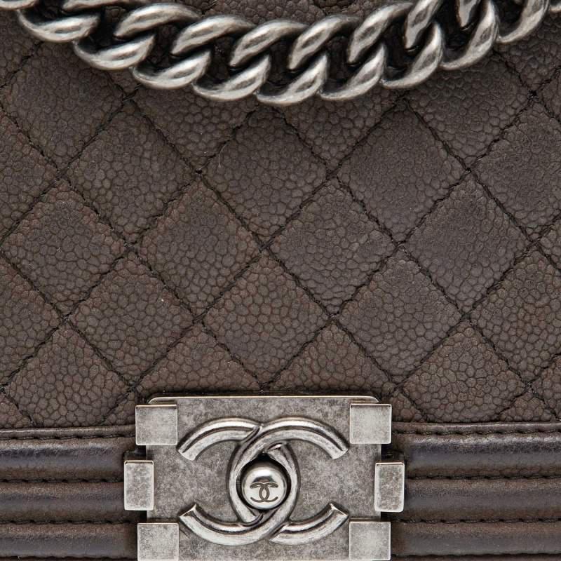 商品[二手商品] Chanel|Chanel Dark Brown Quilted Nubuck Leather Medium Boy Bag,价格¥20420,第7张图片详细描述