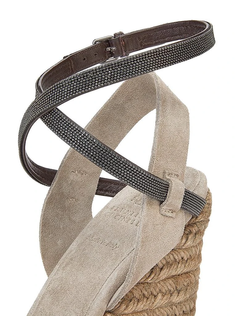 商品Brunello Cucinelli|80MM Monili-Embellished Suede Espadrille Wedge Pumps,价格¥10319,第5张图片详细描述
