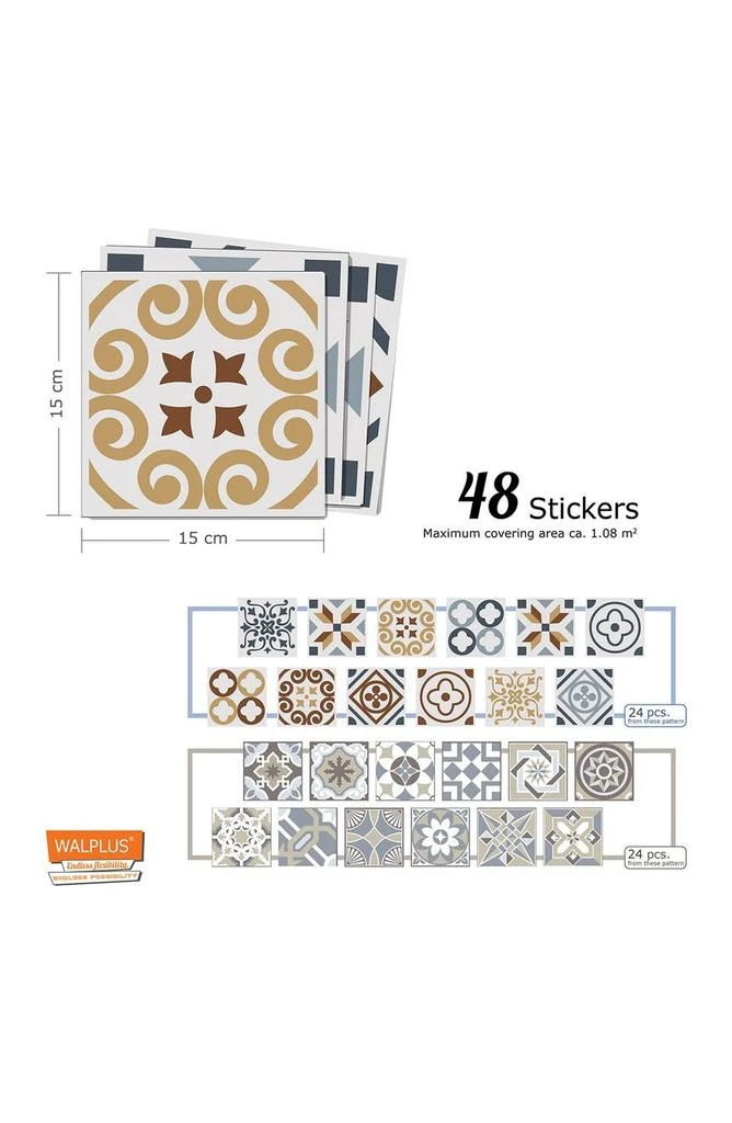 商品WALPLUS|Spanish Limestone Wall Tile Stickers - 48 Pieces,价格¥234,第3张图片详细描述