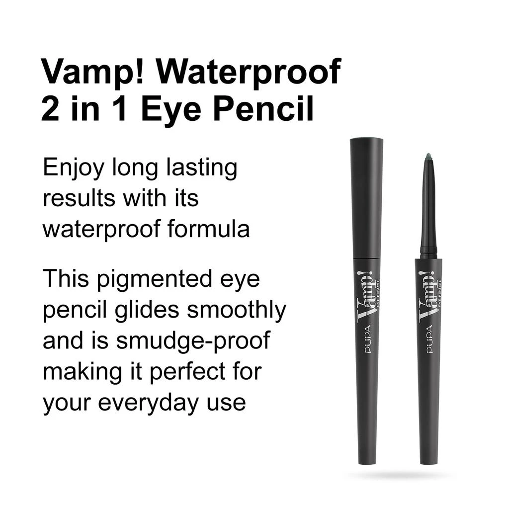 商品PUPA Milano|Vamp! Waterproof 2 in 1 Eye Pencil - 300 Mysterious Green by  for Women - 0.12 oz Eye Penc,价格¥120,第2张图片详细描述