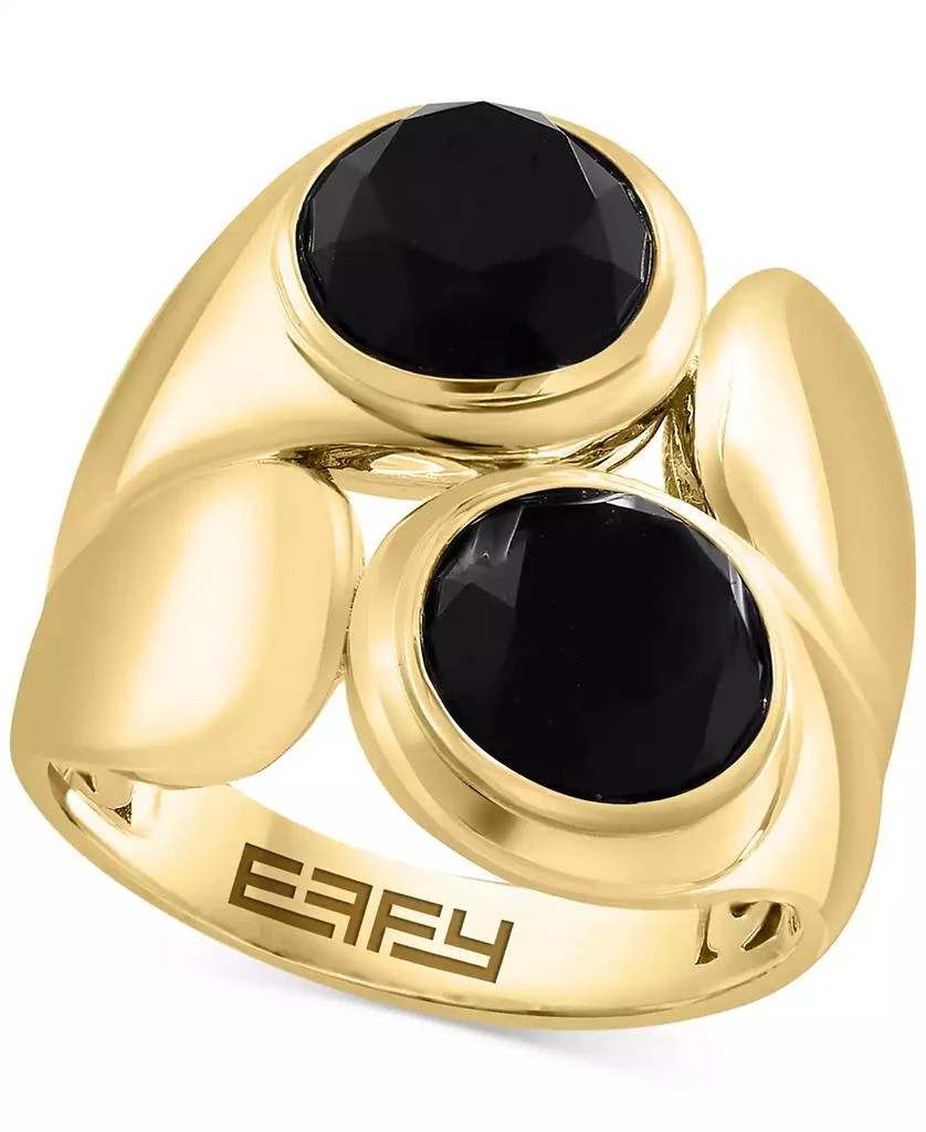 商品Effy|EFFY® Onyx Circle Polished Statement Ring in Gold-Plated Sterling Silver,价格¥1412,第1张图片