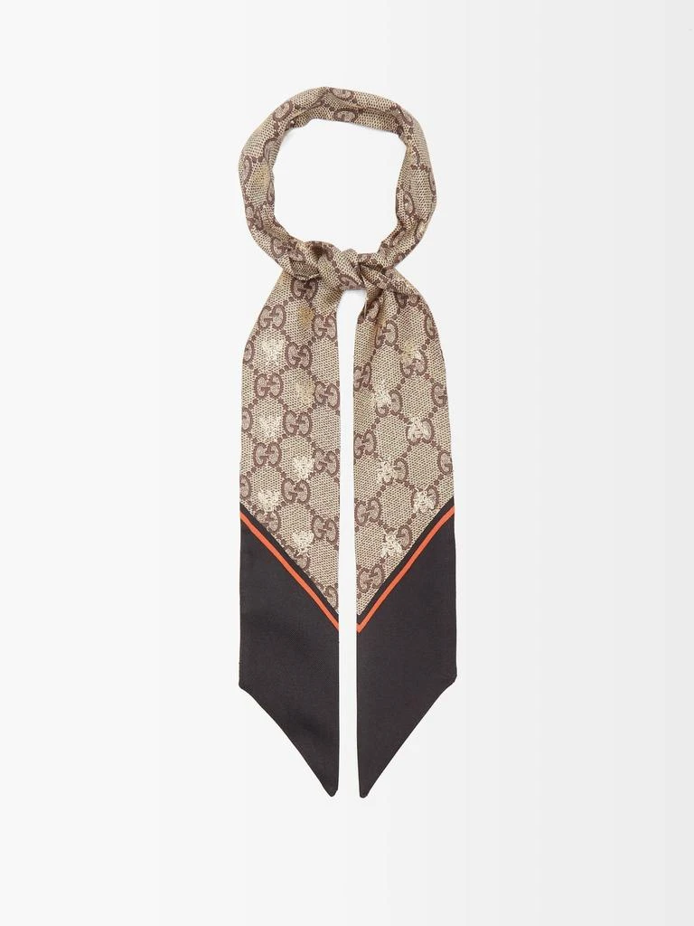 商品Gucci|GG and bee-jacquard silk-twill scarf,价格¥1799,第1张图片