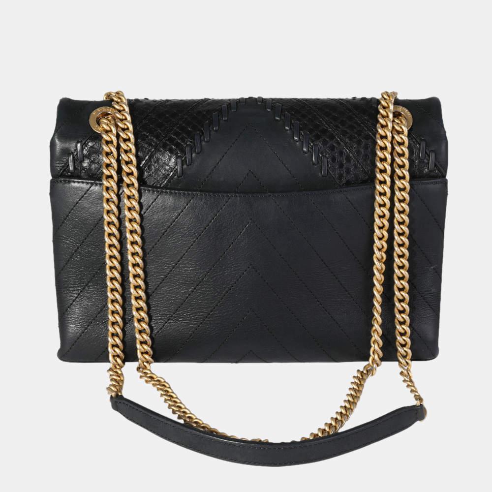 商品[二手商品] Chanel|Chanel Black Chevron & Python Patchwork Flap Bag,价格¥27799,第5张图片详细描述