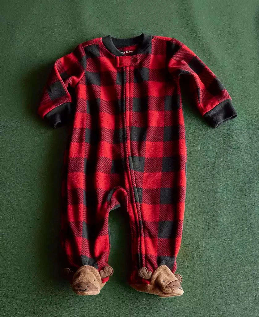 商品Carter's|Baby One-Piece Buffalo-Check Fleece Footed Pajamas,价格¥51,第4张图片详细描述