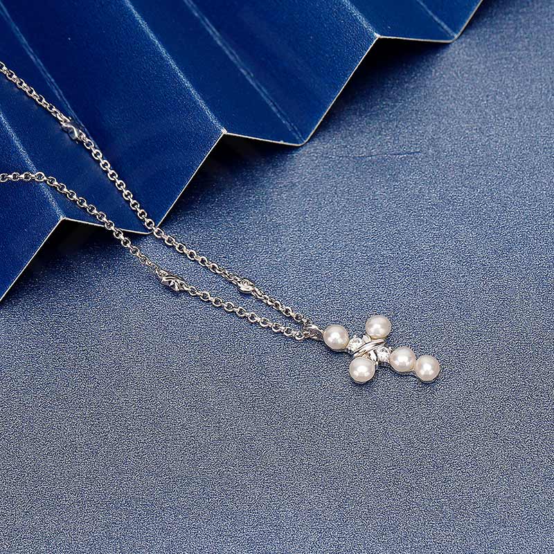 珍珠系列 十字架 圆环项链女款银白色（香港仓发货）商品第4张图片规格展示
