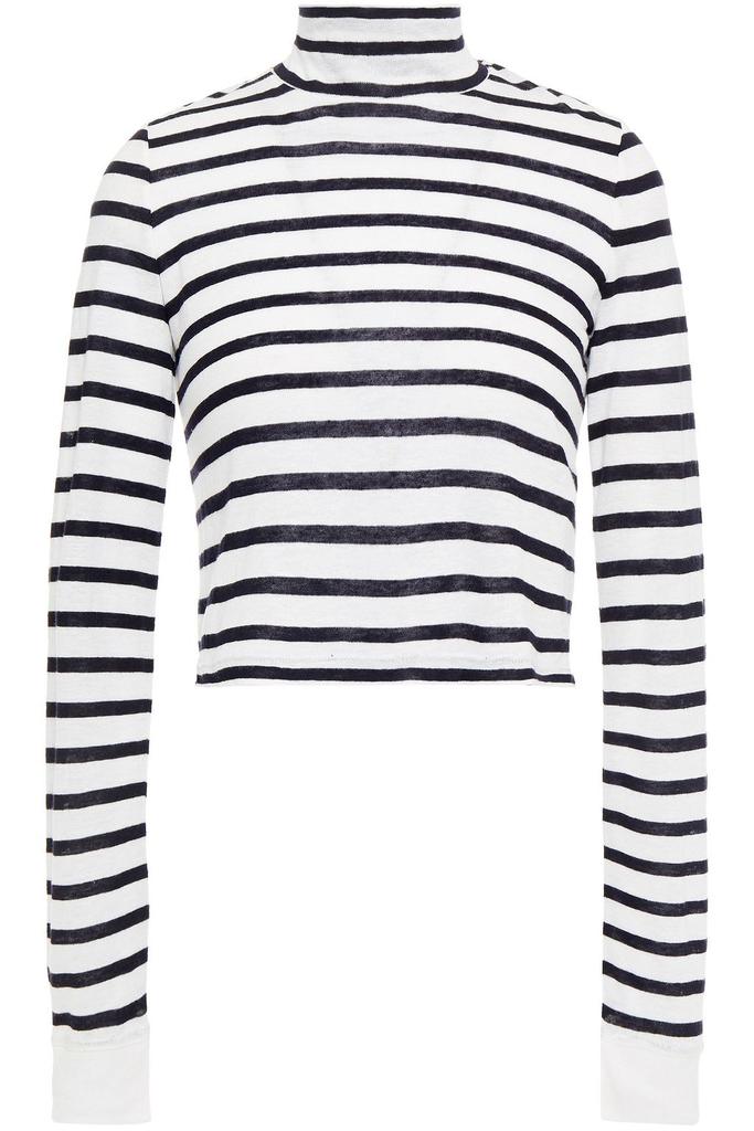 Cropped striped slub jersey top商品第1张图片规格展示