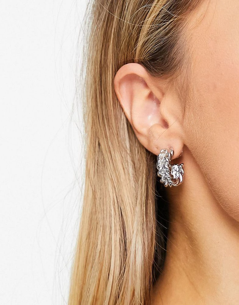 商品DesignB London|DesignB London double row twist hoop earrings in silver,价格¥55,第3张图片详细描述