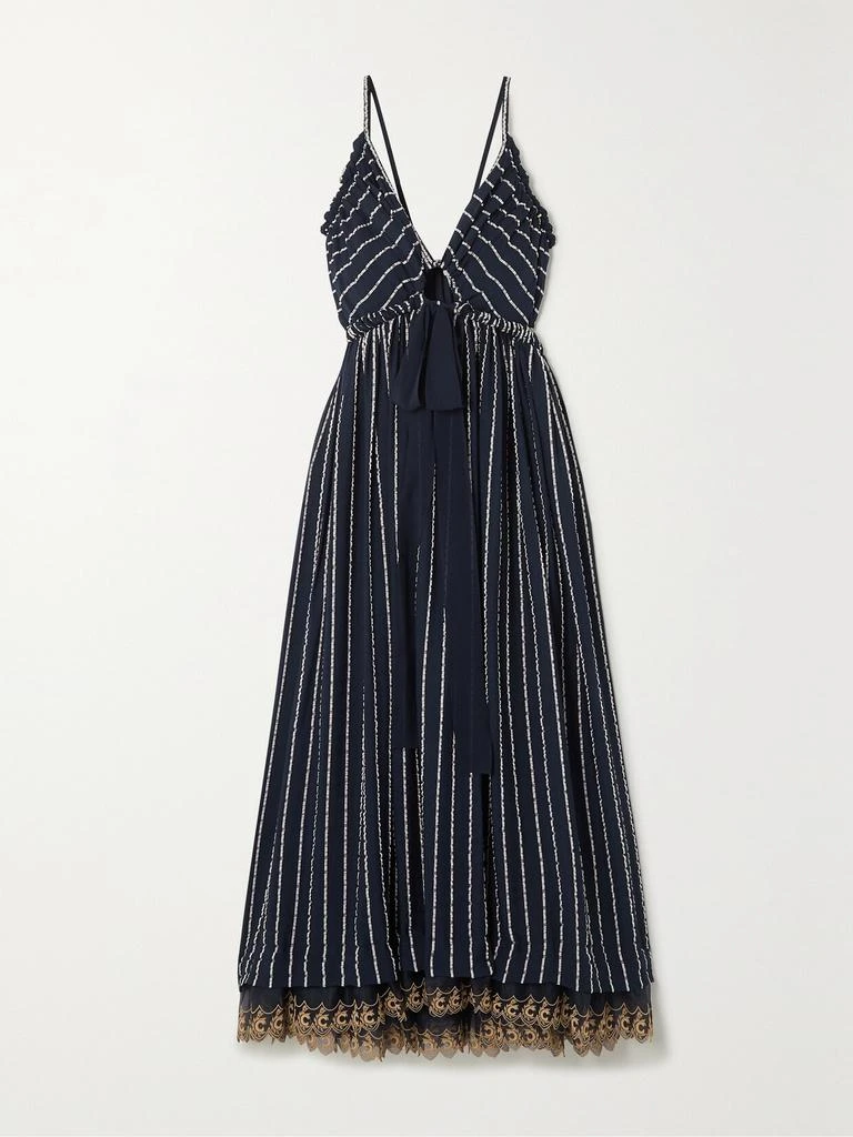 商品Chloé|条纹真丝混纺薄绸超长连衣裙,价格¥5423,第1张图片