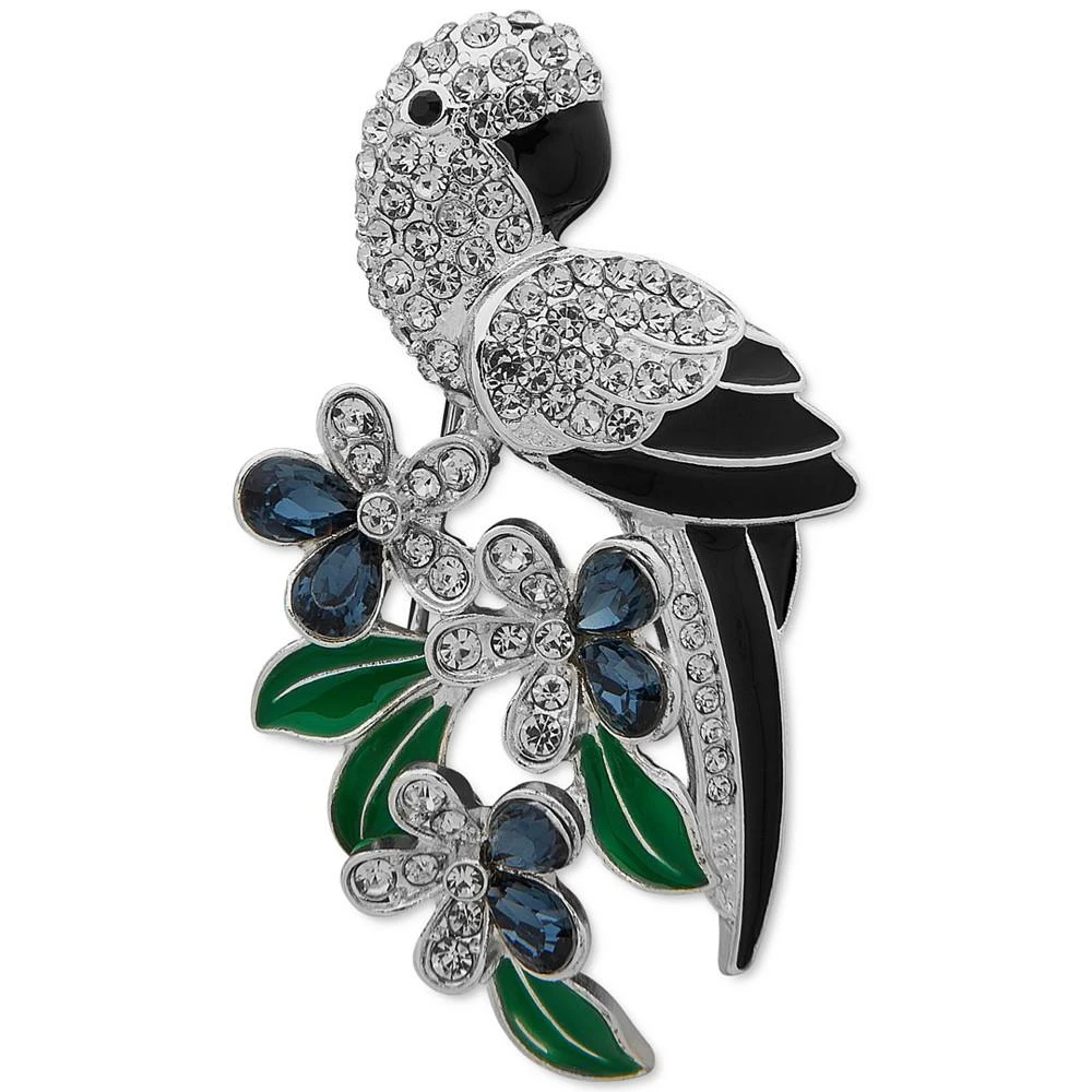 商品Anne Klein|Silver-Tone Crystal & Enamel Parrot & Flower Pin,价格¥105,第1张图片