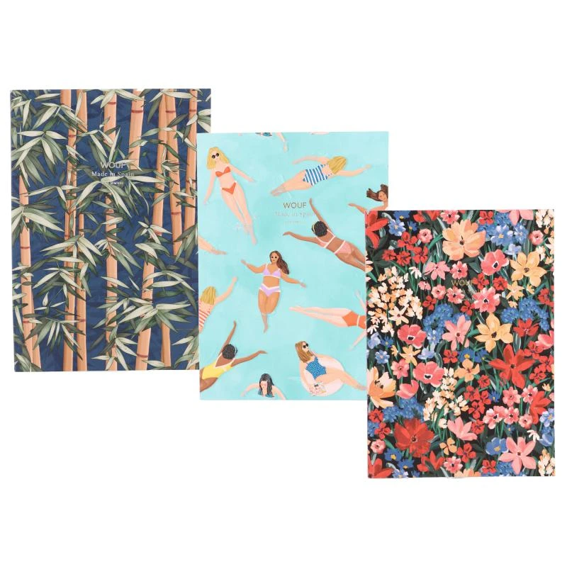 商品Wouf|Swimmers bamboo and camila floral print a5 notebooks set,价格¥511,第1张图片