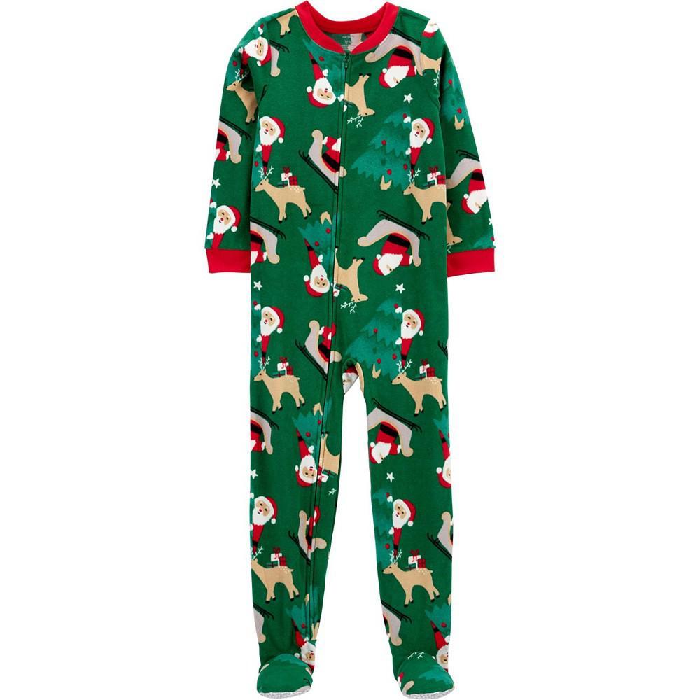 商品Carter's|Big Boys One-Piece Santa Fleece Footie Pajama,价格¥222,第1张图片
