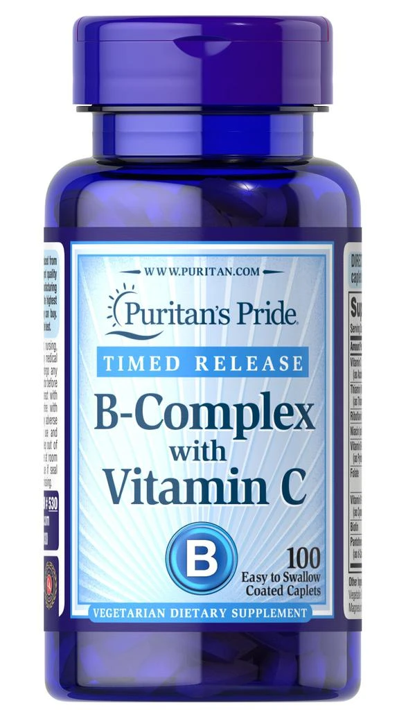 商品Puritan's Pride|Vitamin B-Complex + Vitamin C Time Release 100 Caplets,价格¥142-¥283,第1张图片