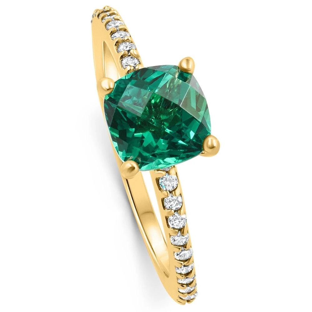 商品Pompeii3|1 3/4Ct Cushion Emerald & Diamond Ring Gold Lab Grown,价格¥3531,第2张图片详细描述