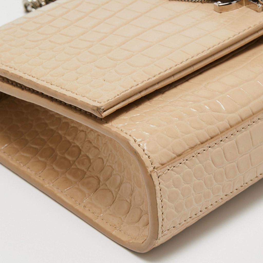 Saint Laurent Beige Croc Embossed Leather Small Kate Crossbody Bag商品第10张图片规格展示