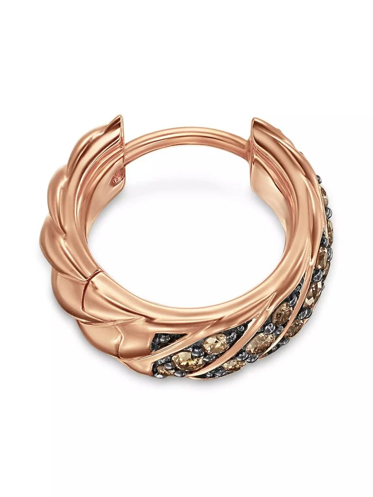 商品David Yurman|Sculpted Cable Hoop Earring in 18K Rose Gold with Cognac Diamonds, 12.8MM,价格¥8209,第3张图片详细描述