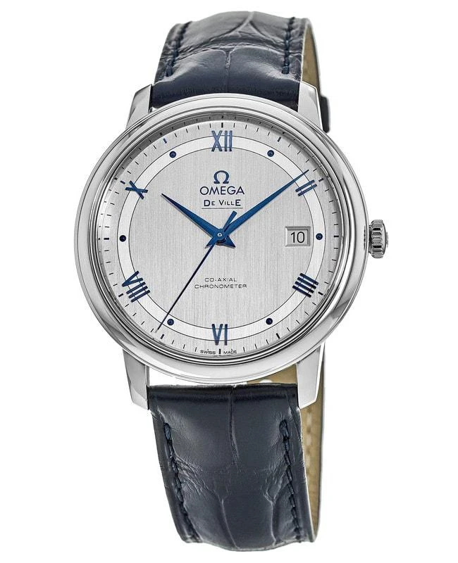 商品Omega|Omega De Ville Prestige Co-Axial 39.5mm Grey & Blue Dial Leather Strap Men's Watch 424.13.40.20.02.003,价格¥21064,第1张图片