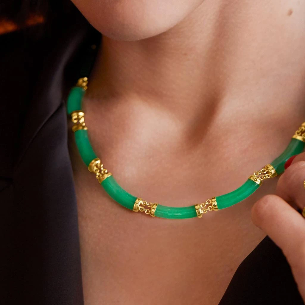 商品Ross-Simons|Curved Jade Necklace in 18kt Gold Over Sterling,价格¥2380,第3张图片详细描述