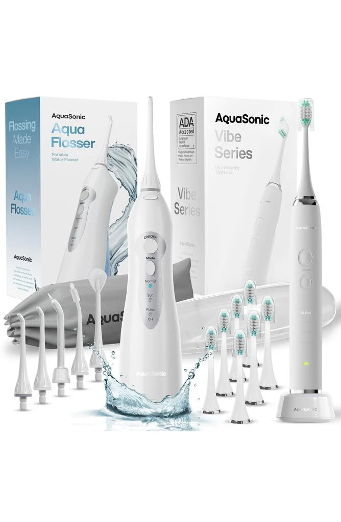 商品AquaSonic|Vibe Series Ultra-Whitening Toothbrush & Aqua Flosser Set,价格¥527,第1张图片