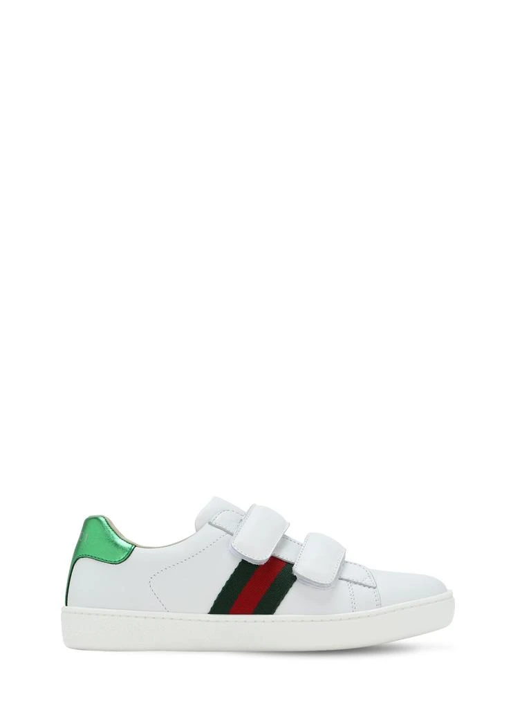 商品Gucci|New Ace Leather Strap Sneakers,价格¥3635,第1张图片