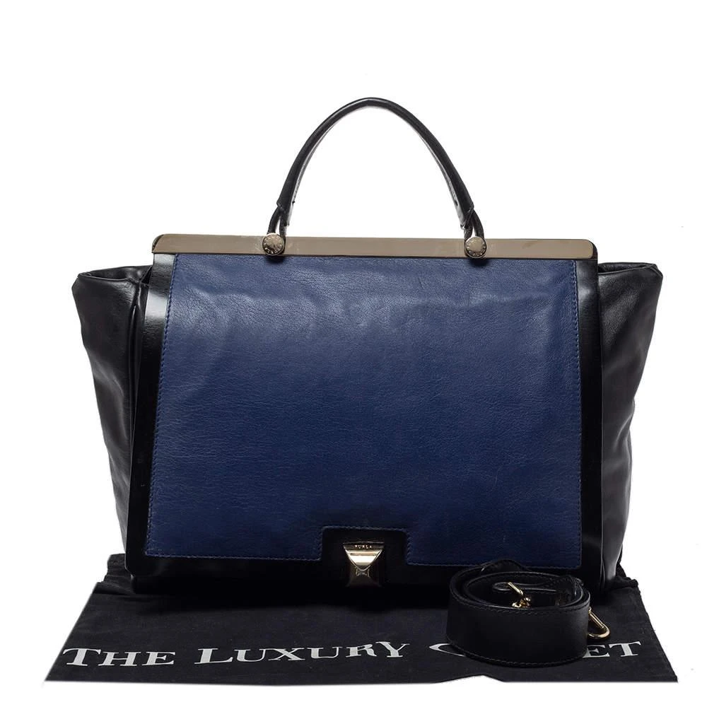 Furla Black/Blue Leather Cortina Top Handle Bag 商品