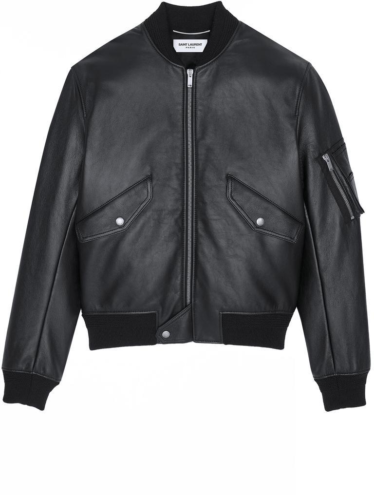 商品Yves Saint Laurent|Black leather bomber jacket,价格¥13420,第1张图片