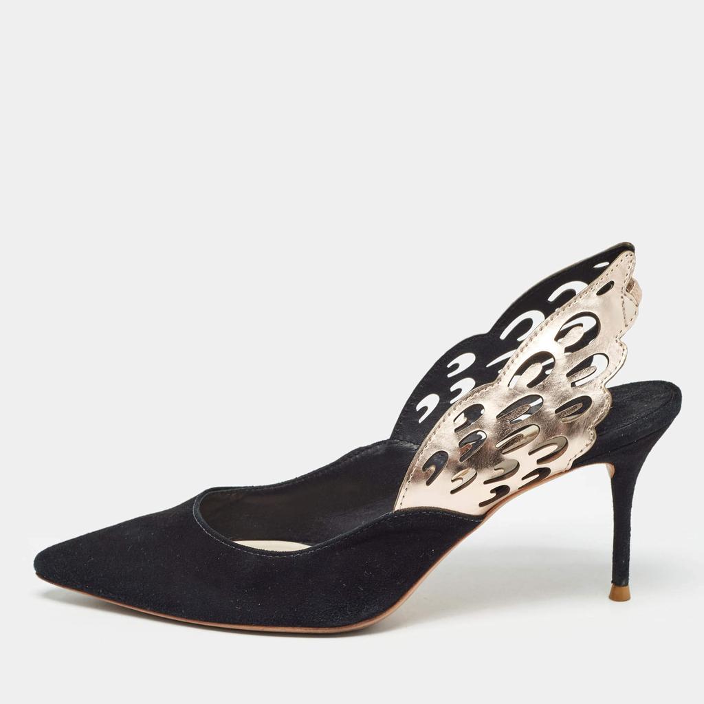 Shop Sophia Webster Black/Metallic Bronze Suede And Leather