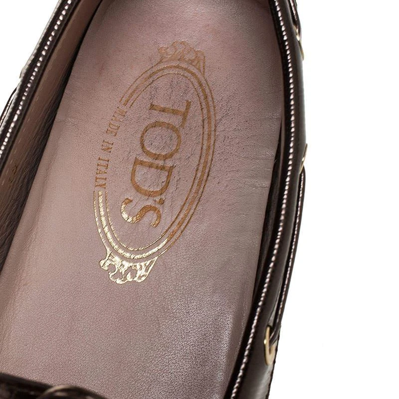 Tod's Metallic Leather Bow Slip On Loafers Size 38 商品