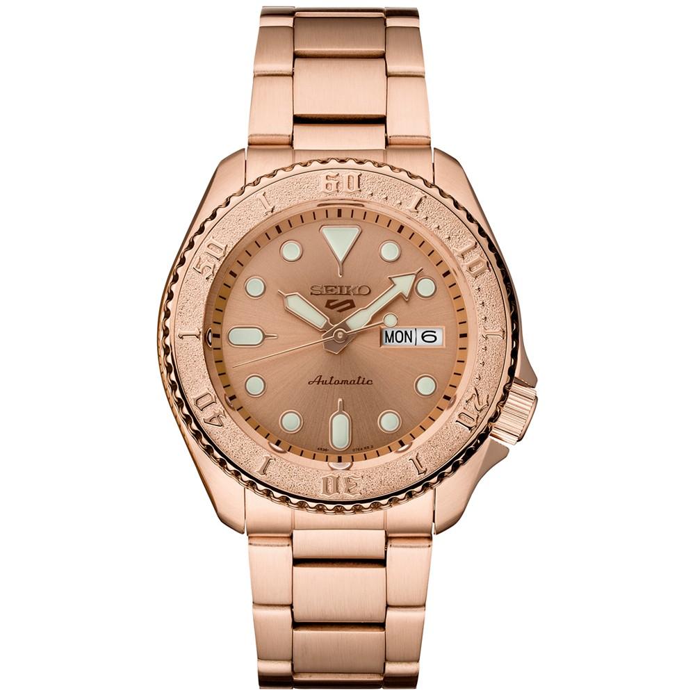 Men's Automatic 5 Sports Rose Gold-Tone Stainless Steel Bracelet Watch 43mm商品第1张图片规格展示