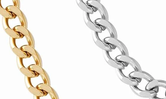 商品ADORNIA|Men's Set of 2 Water Resistant Curb Chain Necklaces,价格¥244,第4张图片详细描述