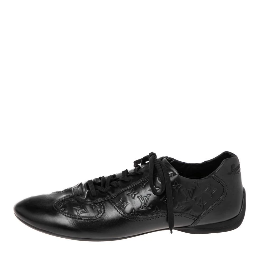 商品[二手商品] Louis Vuitton|Louis Vuitton Black Monogram Embossed Leather Lace Up Sneakers Size 44.5,价格¥2552,第2张图片详细描述