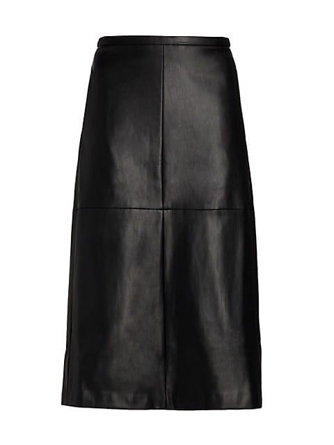 Doreen Cross Seamed Faux Leather Skirt商品第1张图片规格展示