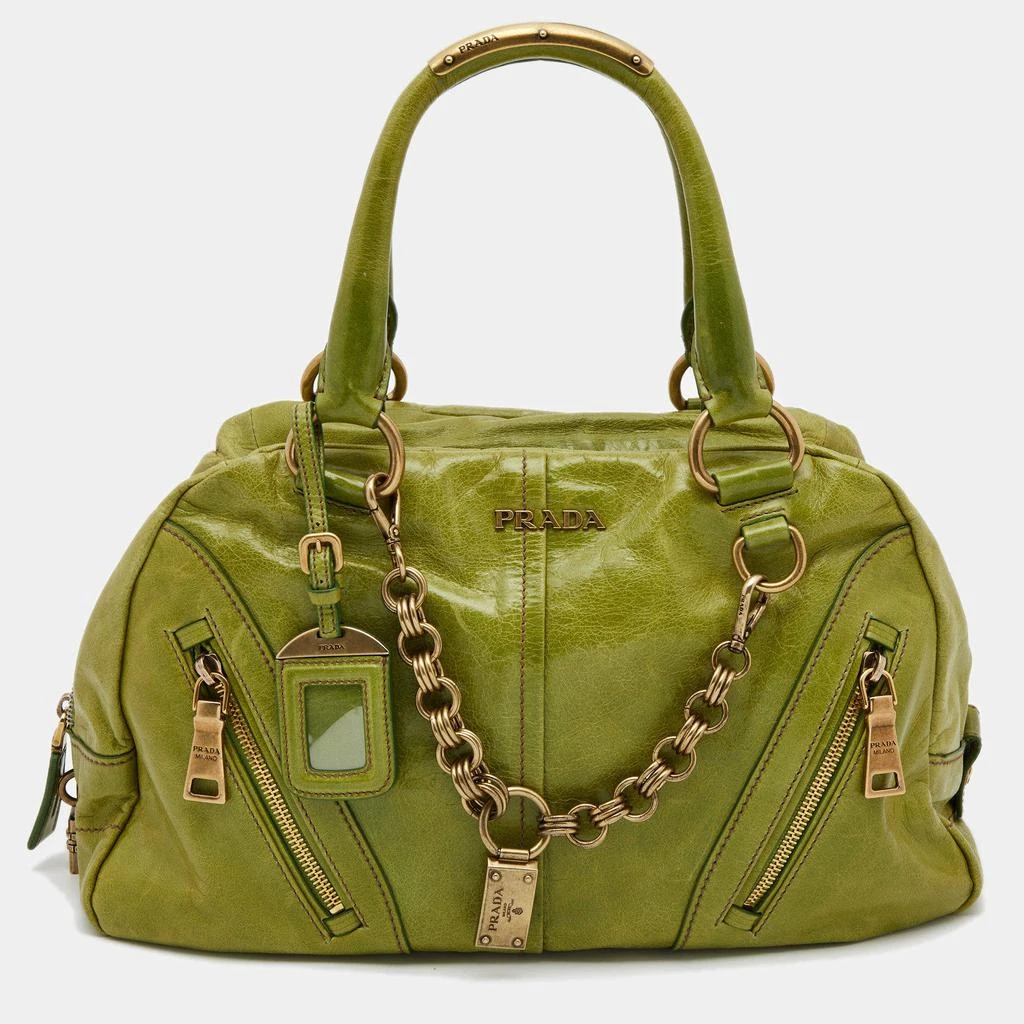 商品[二手商品] Prada|Prada Green Vitello Shine Leather Chain Link Bowler Bag,价格¥6961,第1张图片