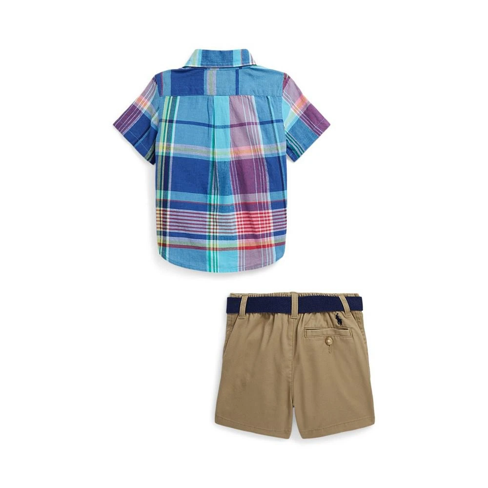 商品Ralph Lauren|Baby Boys Madras Shirt, Belt and Shorts, 3 Piece Set,价格¥182,第2张图片详细描述