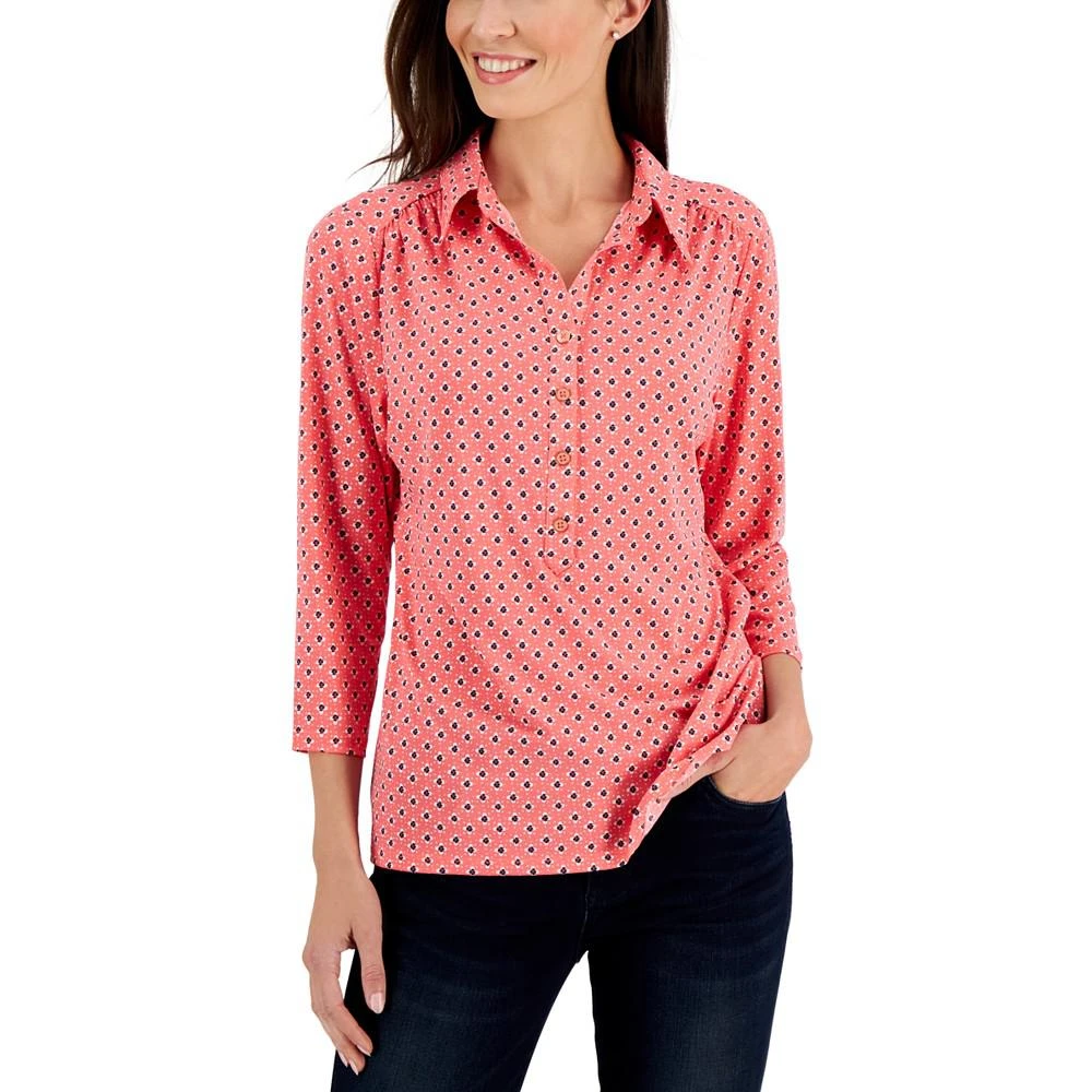 商品Charter Club|Women's Simply Floral Polo Top, Created for Macy's,价格¥148,第1张图片详细描述