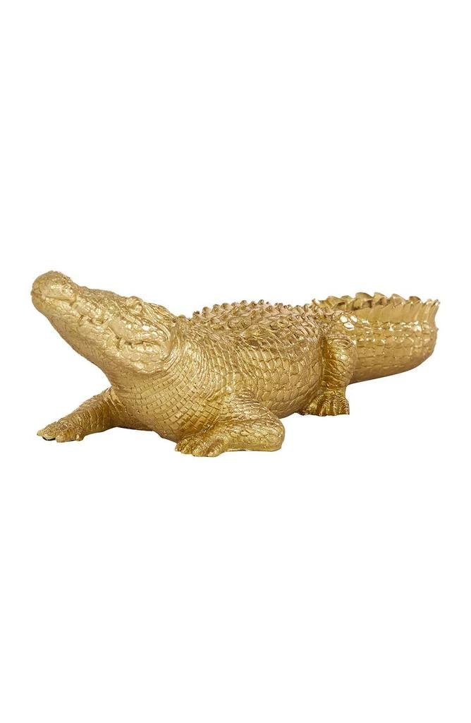 商品WILLOW ROW|Goldtone Polystone Traditional Crocodile Sculpture,价格¥393,第4张图片详细描述