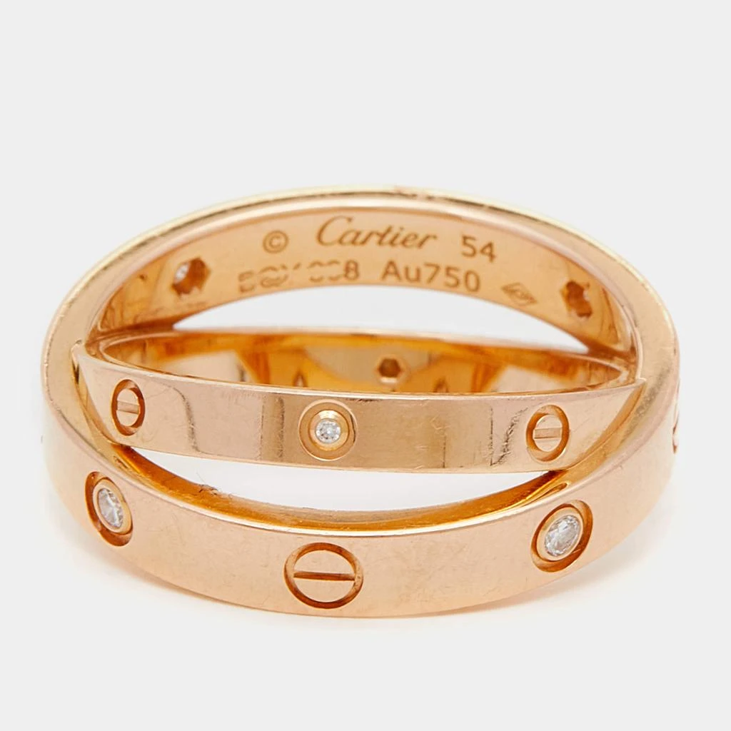 商品[二手商品] Cartier|Cartier Love 6 Diamonds 18K Rose Gold Double Band Ring Size 54,价格¥16248,第2张图片详细描述