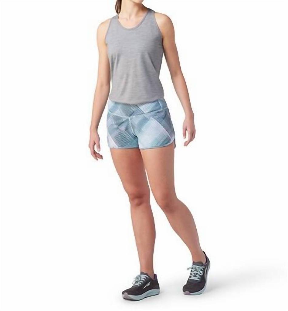 Women's Merino Sport Lined Short In Bleached Aqua Mountain Plaid Print商品第3张图片规格展示