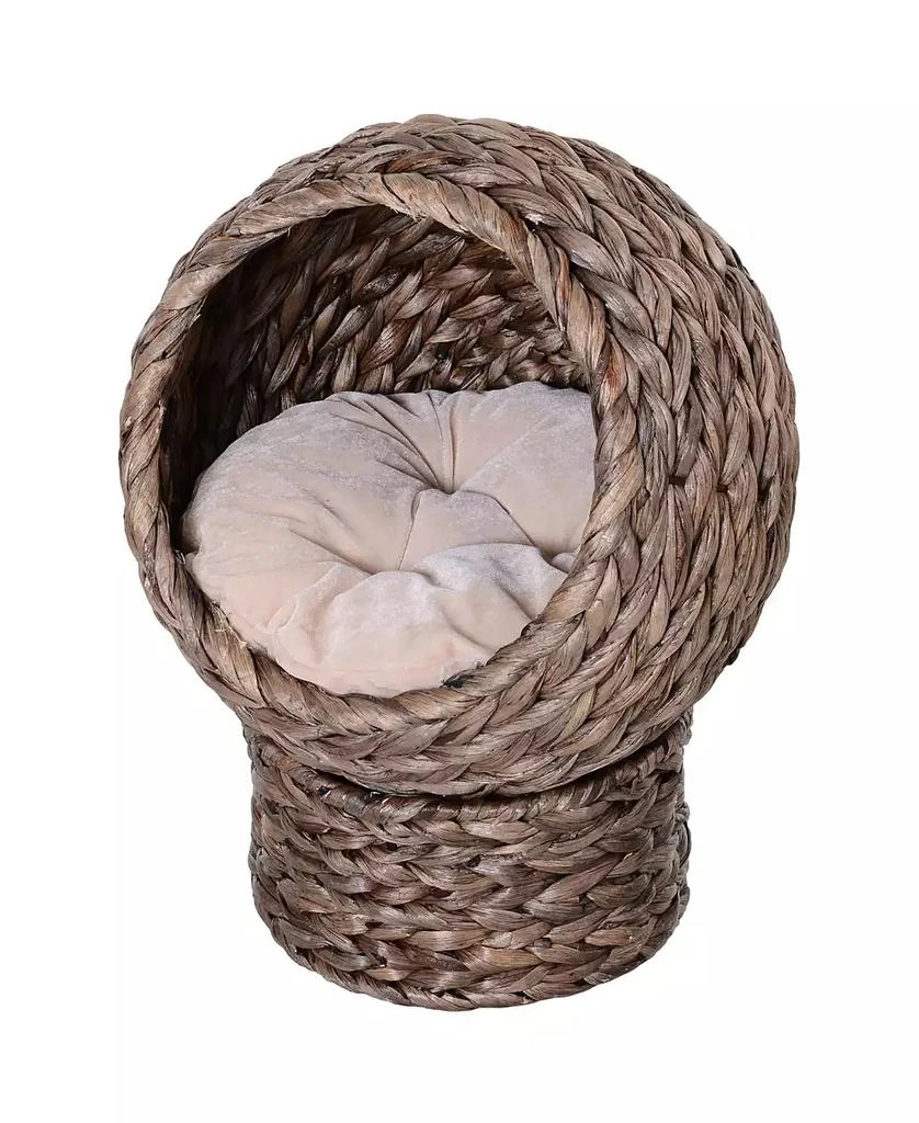 商品PawHut|20" Natural Braided Elevated Cat Bed Basket House Chair Dark Brown,价格¥497,第1张图片