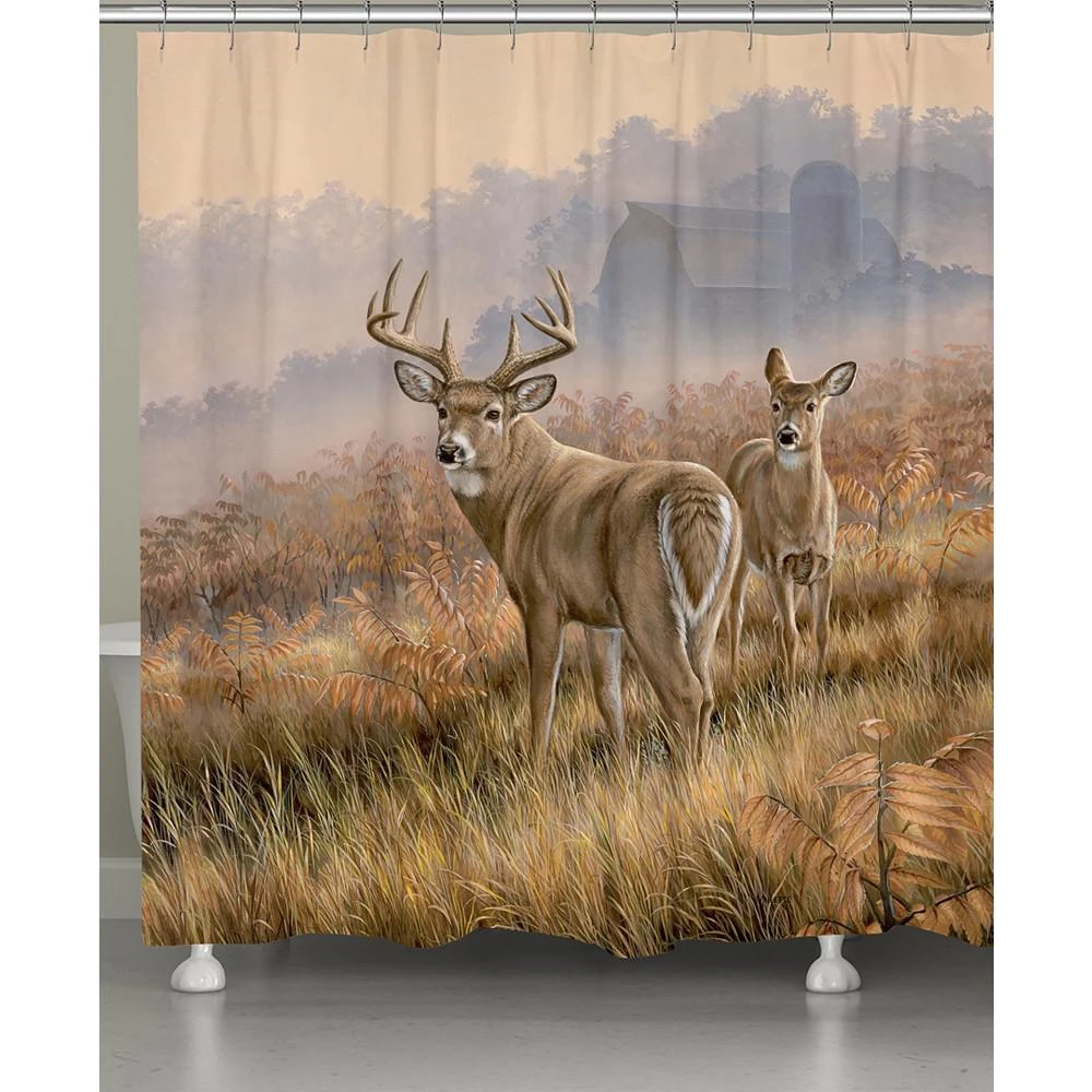 商品Laural Home|Deer in Lifting Fog Shower Curtain,价格¥1169,第1张图片