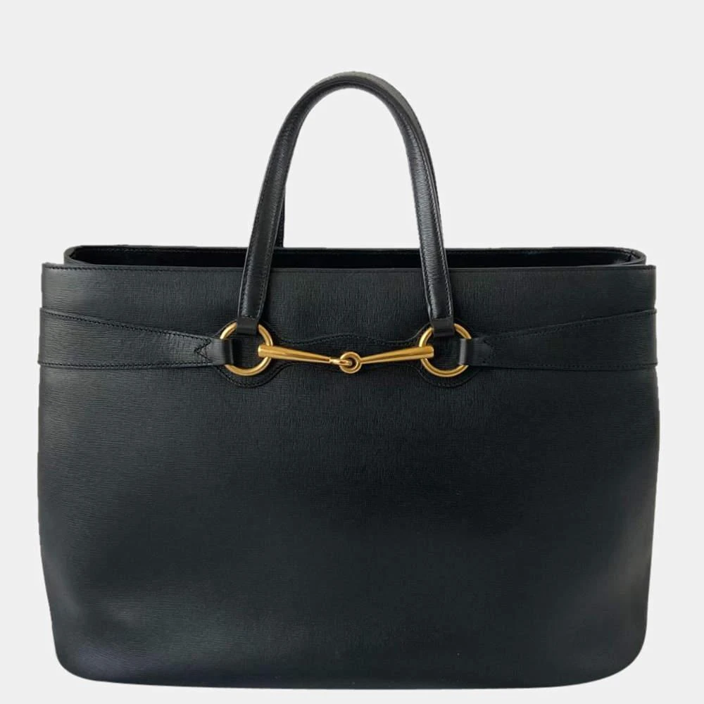 商品[二手商品] Gucci|Gucci Black Leather Large Horsebit Tote Bag,价格¥11159,第1张图片