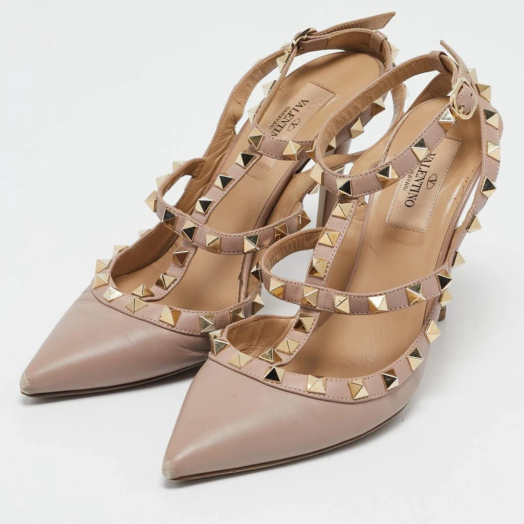 商品[二手商品] Valentino|Valentino Beige Leather Rockstud Ankle Strap Pumps Size 37,价格¥3421,第2张图片详细描述